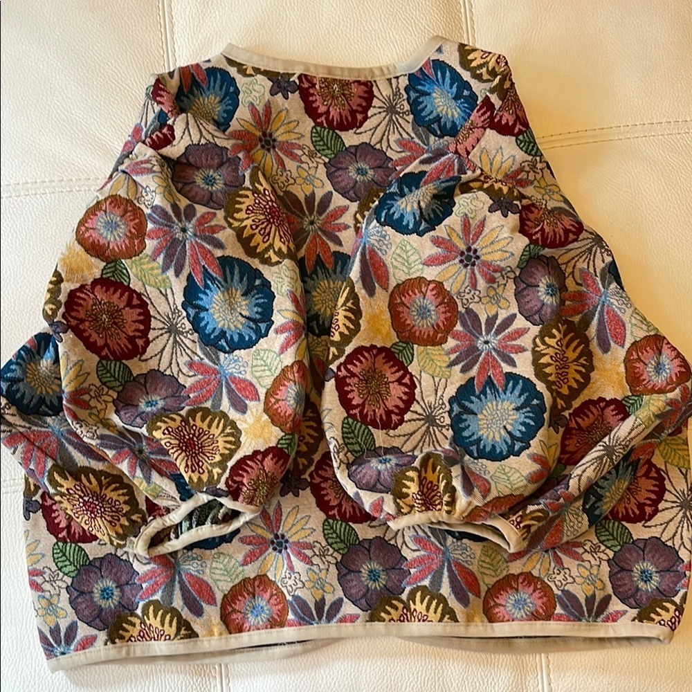 Blue Velvet Floral Crop Puff Sleeve Jacket - Picture 9 of 9